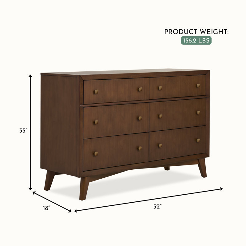 Evolur Loft Antilia Mid-Century Double Dresser, Walnut