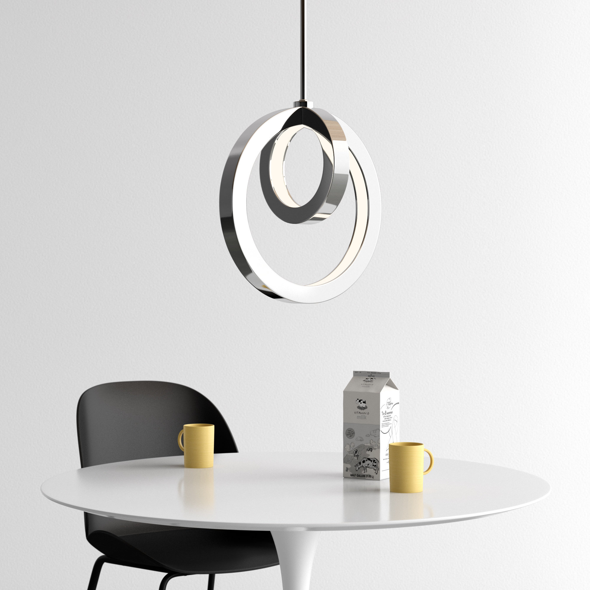 Saleigh 2 Light Metal Dimmable LED Pendant, Chrome