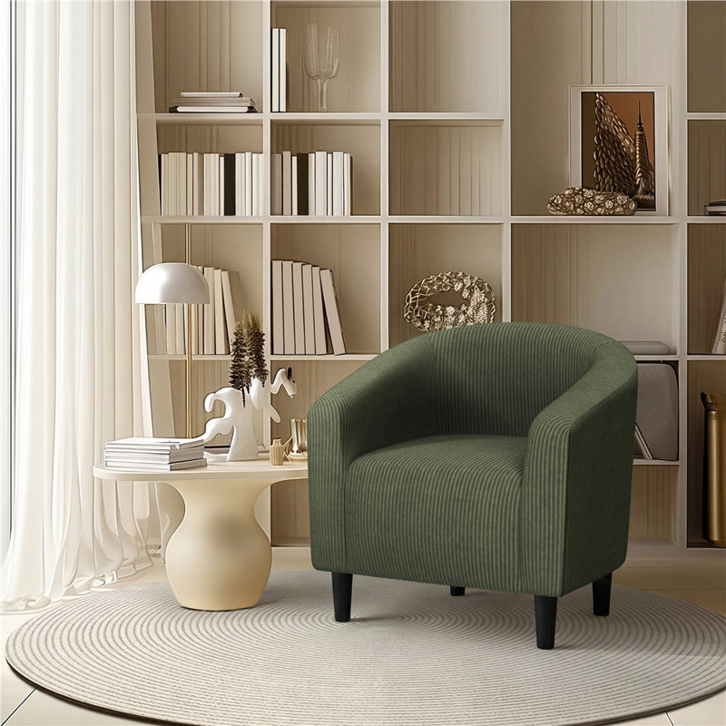 Fauteuil club rembourré en tissu, Vert foncé