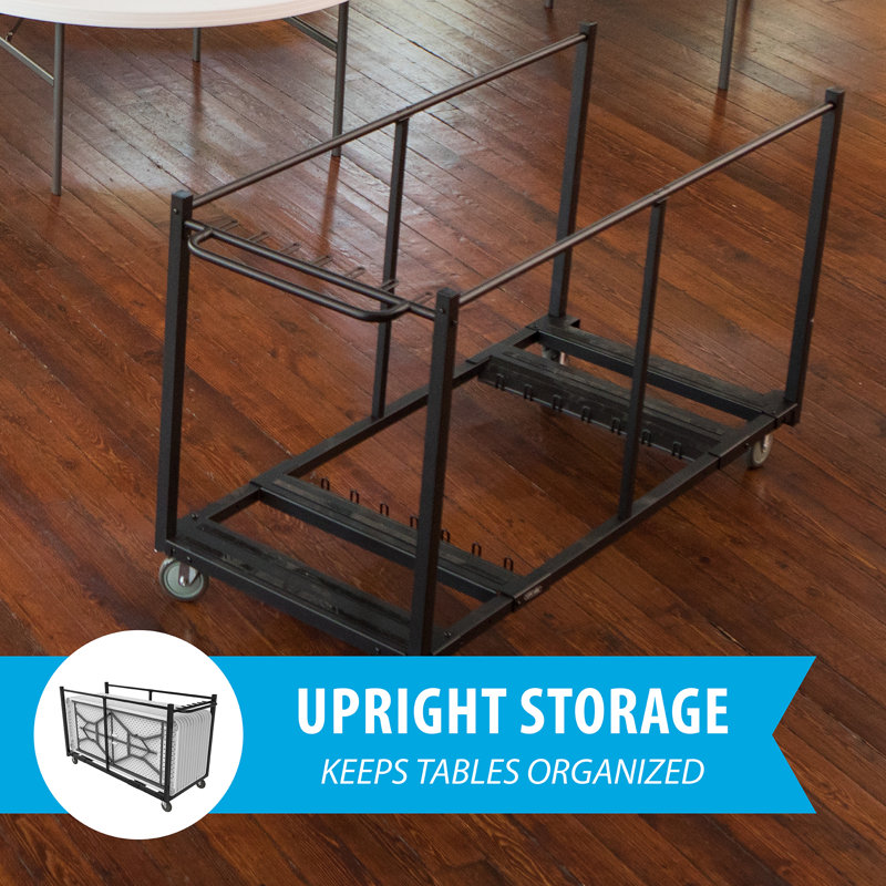 Heavy Duty Black Steel Table Cart for 8 Tables
