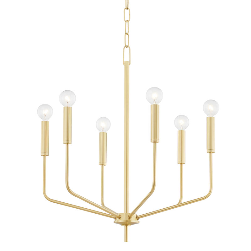 6-Light Chandelier, Laiton vieilli