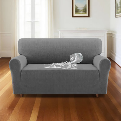 Housse de protection en jacquard pour canapé extensible imperméable et lavable à la machine 1 pièce avec protecteur de meubles à fond élastique pour enfants et animaux de compagnie (causeuse à 2 coussins)