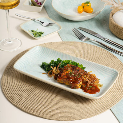 Porcelain Rectangle Plate, Aqua