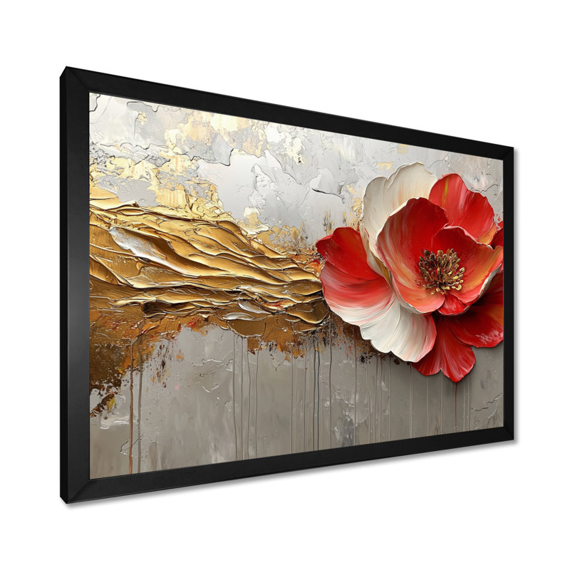 Muthiah - Floral Wall Art, H 12 po x l 20 po, Cadre simple, Noir