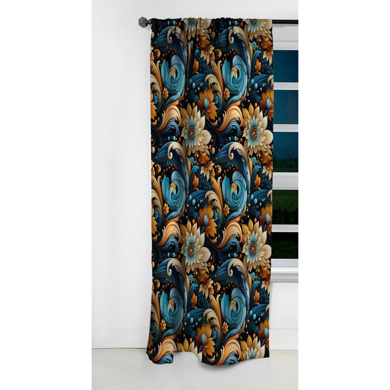 Industrial Chic Paisley Pattern III - Floral Curtain - Blackout Floral Curtain - 1 Panels, 52" W x 63" L