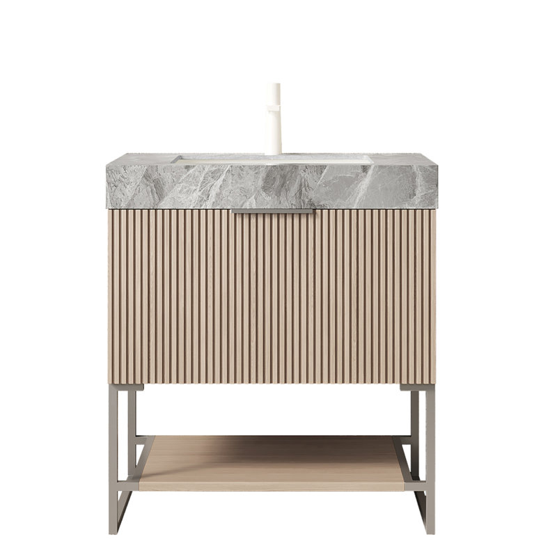 Meuble-lavabo de salle de bain YOLAN, Marron clair