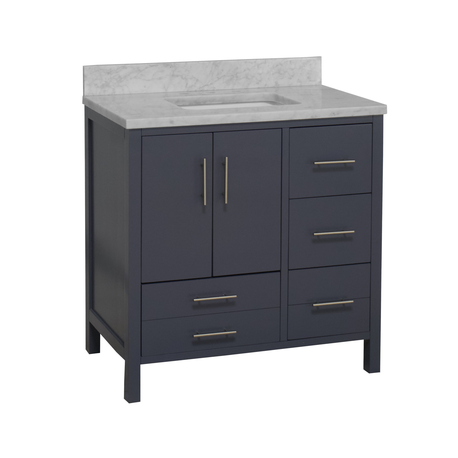 Kiara 36'' Single Bathroom Vanity, Marine Gray, Carrara Marble