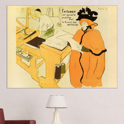 'Jane Avril Checking a Print Sample' by Henri de Toulouse-Lautrec Painting Print
