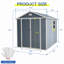 Rangement extérieur en résine 6 pi x 8 pi, abris de jardin en plastique avec plancher et porte verrouillable pour la cour arrière, pelouse