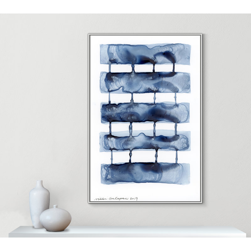 Gareth Stitched Together I by Nikki Galapon - Solid Wood Rectangle Print Single Piece Item on Canvas, White Framed Canvas