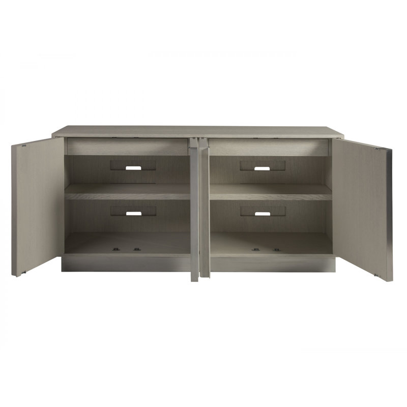 Gray Oak and Stainless Steel Modern Media Console