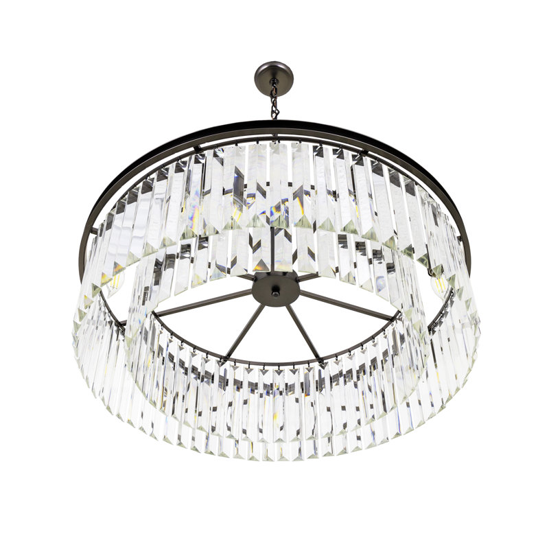 Lustre en cristal prisme 8 lumières Polaris au fini gris mat