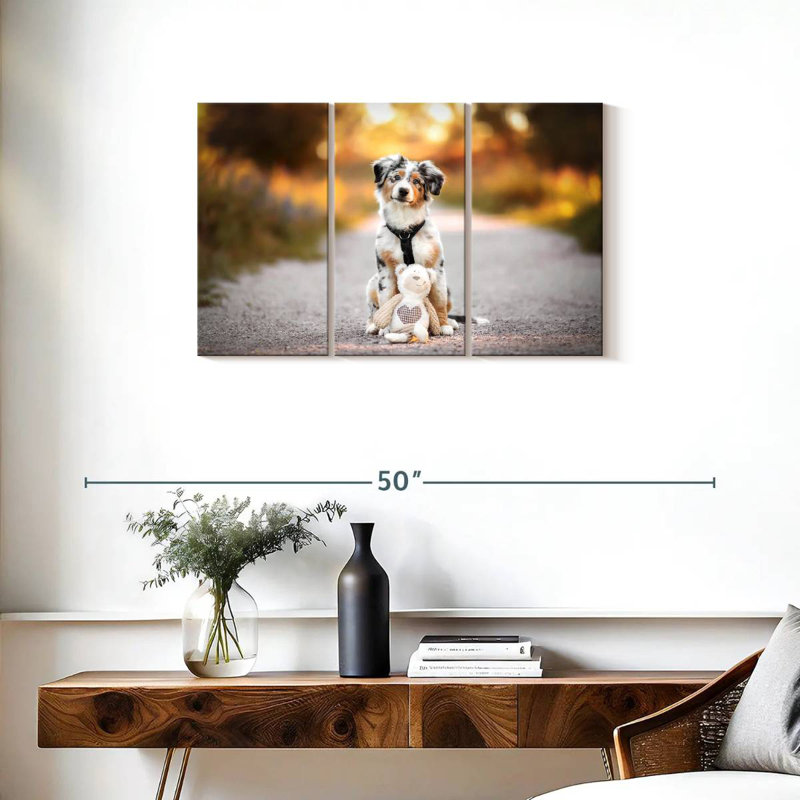 Dog With Teddy Bear, 20" H x 33" W