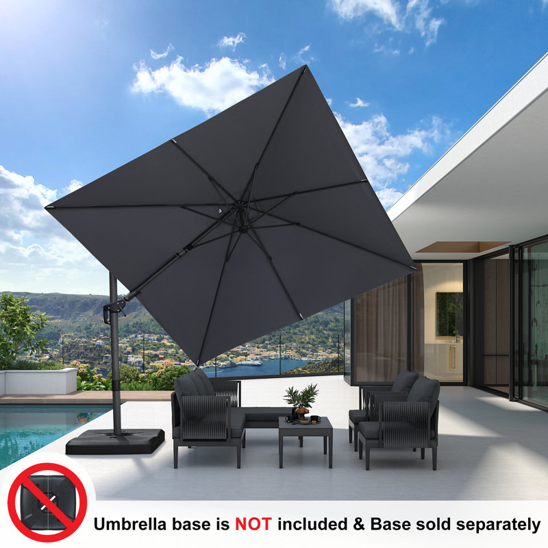 Parasol carré gris clair en porte-à-faux rotatif 10 pi Rithvik, Gris clair