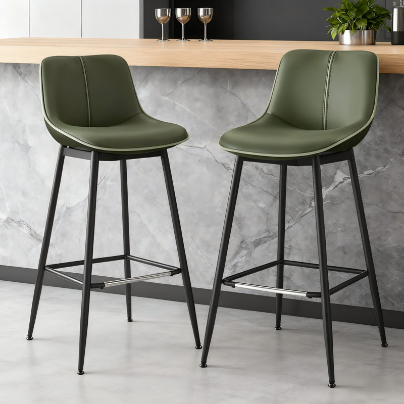 Tabourets de bar de comptoir avec dossier en cuir synthÃ©tique Borna, Vert, Tabouret de bar (siège d'une hauteur de 28,7 po)