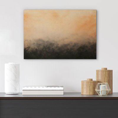 «Misty Foggy Forest Horizon», reproduction d'art sur toile encadrée