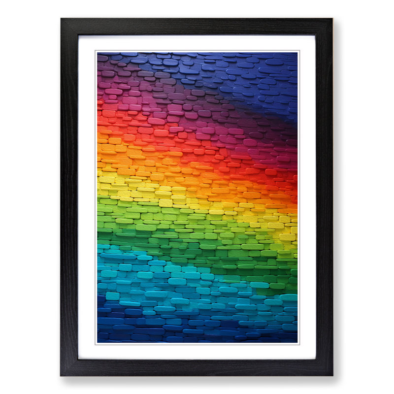 XYZ-FRM-V1223-5394 Rainbow Colour Field - Single Picture Frame Print on Wood, Black, 34cm H x 25cm W x 2cm D