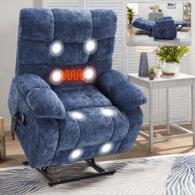Lift Recliner Chair Heat Massage Dual Motor Infinite Position Up To 350 LBS Large Electric Power Lift Recliners With Power-Remote, Medium-Firm And Heavy Duty