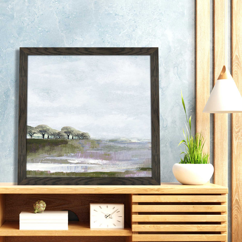 Rusty Sky I - Peinture, L 25,5 po x H 25,5 po, Cadre noir