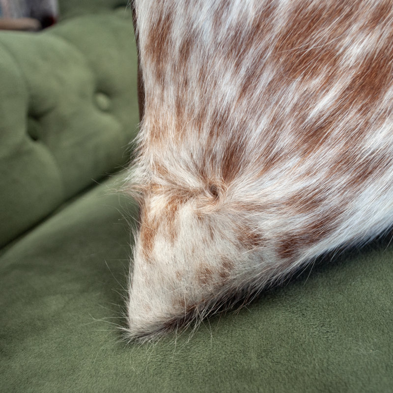 Coussin décoratif en cuir de vache véritable brun rougeâtre et blanc Thomas Collection® 12 po x 20 po 16609A