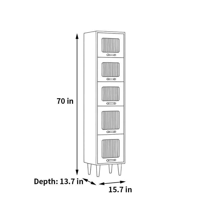 Rabehi, (5 tablettes) H 70 po x l 15,7 po x P 13,7 po, Brun