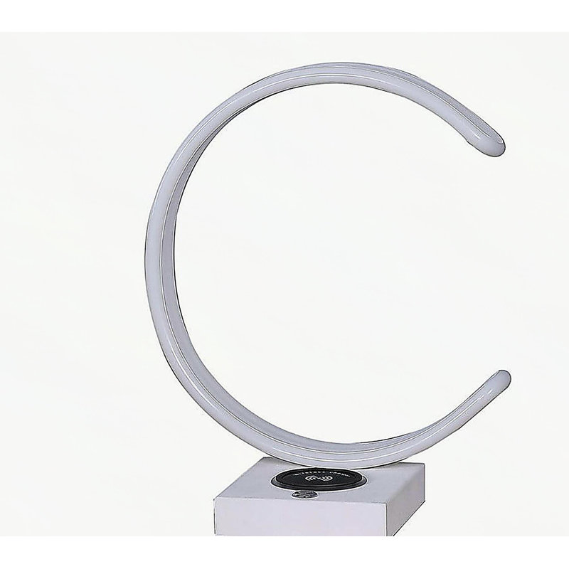 13.5" C Shape LED w/ USB / Wireless Charger Port Table Lamp