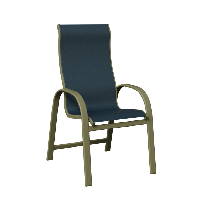Chaise de salle à manger à haut dossier Amma, Marine, Aluminium vert sauge