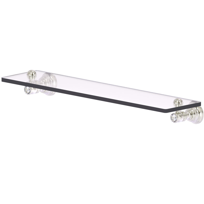 Hertz Glass Bracket Shelf, Satin Nickel, 2.4" H x 22" W x 5.54" D