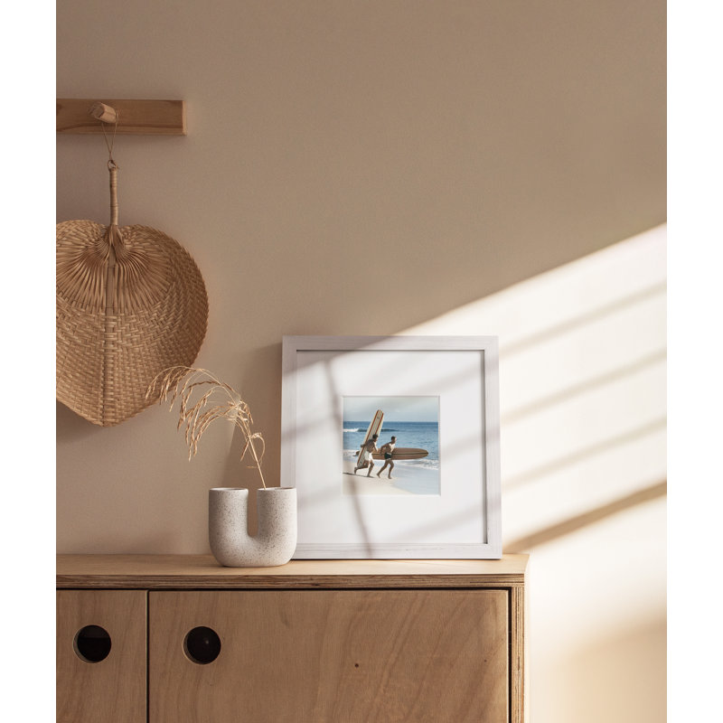 Cadre photo en bois massif avec verre, Blanc, L 10 po x H 10 po
