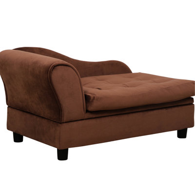 Lit moderne pour petits chiens, coffre caché, coussin en mousse de 3 po, doux, chiens bruns, rangement, doux et moelleux,