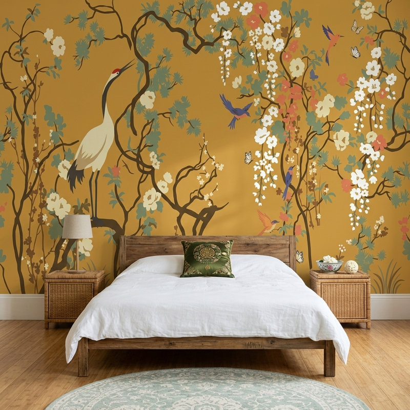 Papier peint Chinoiserie, 120 po x 96 po, Peler et coller