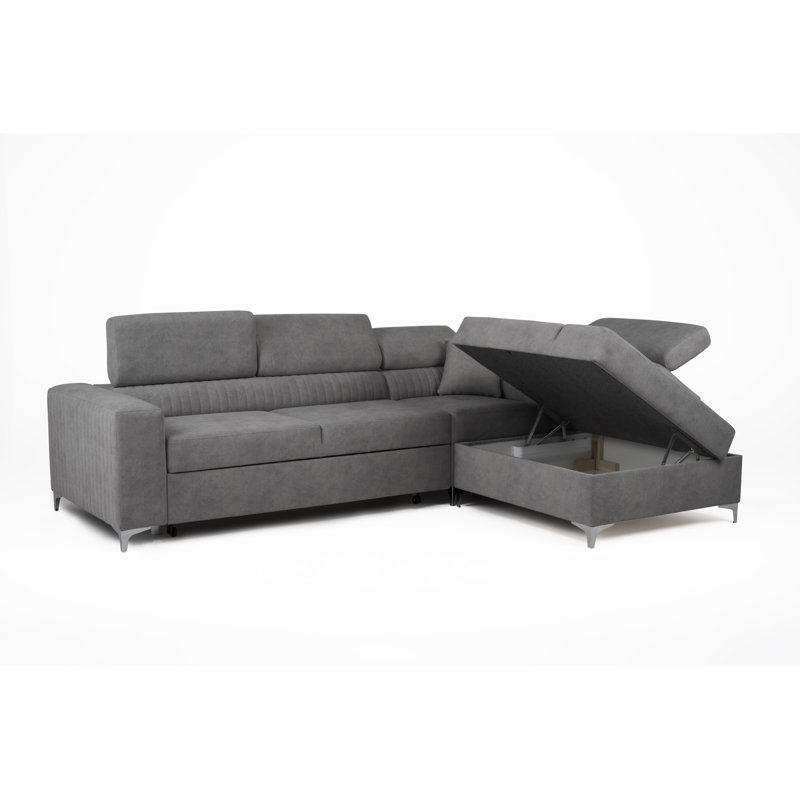 Lauren Corner Sofa Bed, Grey, Right Hand Facing