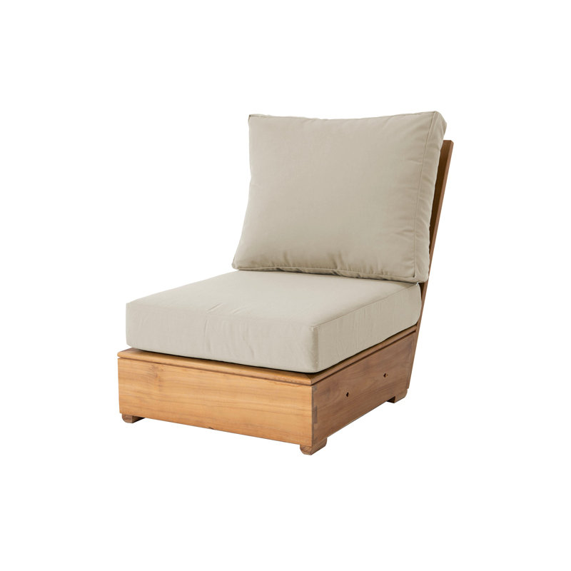 Chaise longue sans accoudoirs en teck Arrihanna, Beige antique