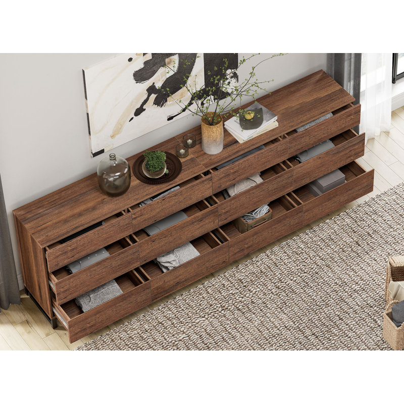 Buffets multifonctionnels, buffet moderne 2 en 1 avec 12 tiroirs et base en métal, armoire de rangement pour la cuisine, armoire à café