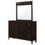 Commode Con large avec miroir large, 6 tiroirs, bois brun