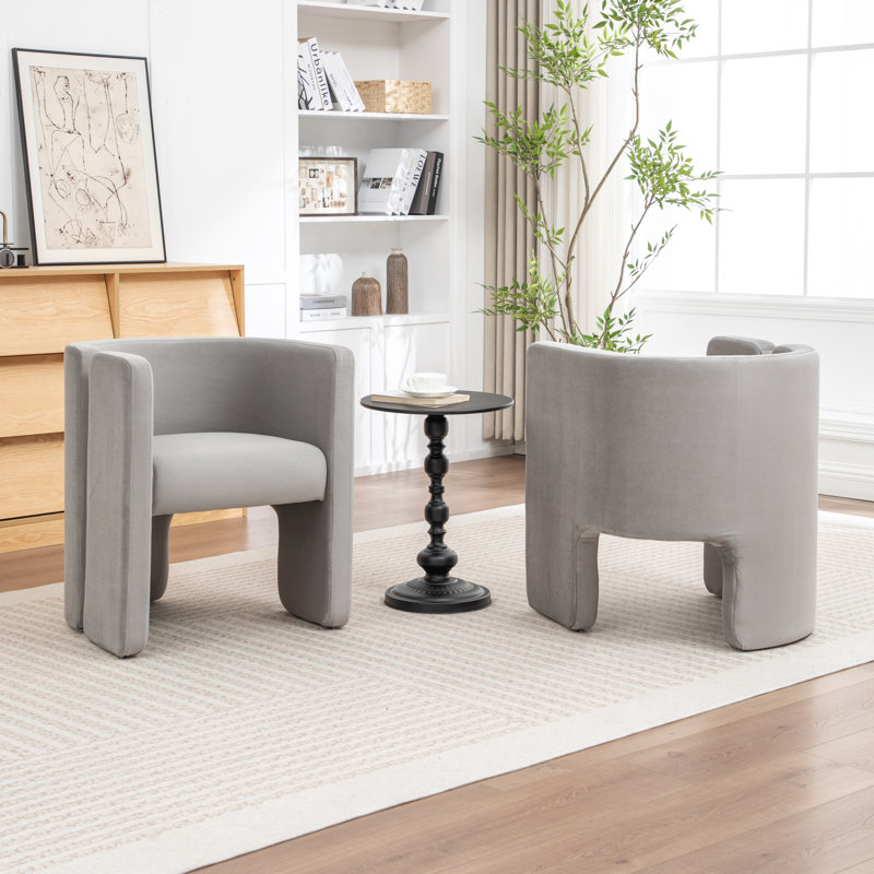 Jaimyn Upholstered Barrel Chair, Gray Velvet