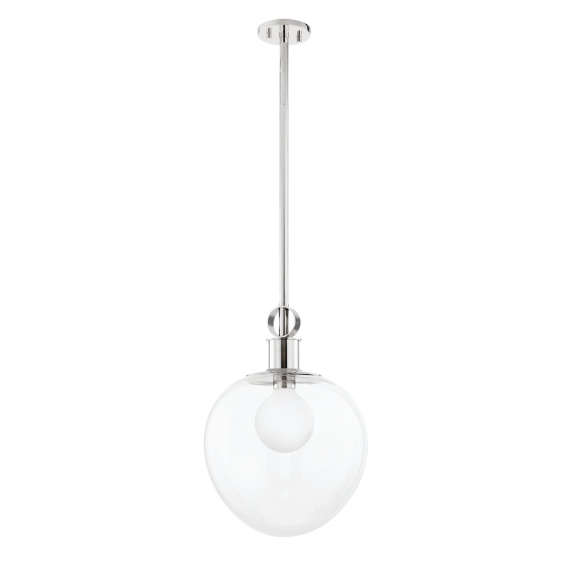 Luminaire suspendu 1 lumière, H 19,75 po x l 14 po x P 14 po, Nickel poli
