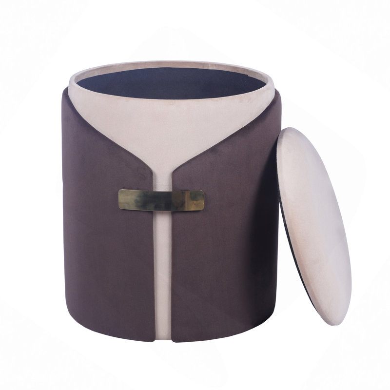 Repose-pieds deux tons avec rangement ou tabouret de coiffeuse, Brun