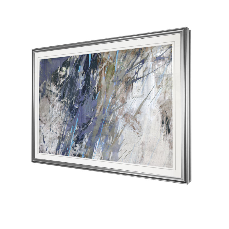 « blue noise i », reproduction d’impression, H 26 po x l 36 po x P 1,5 po, Cadre argenté