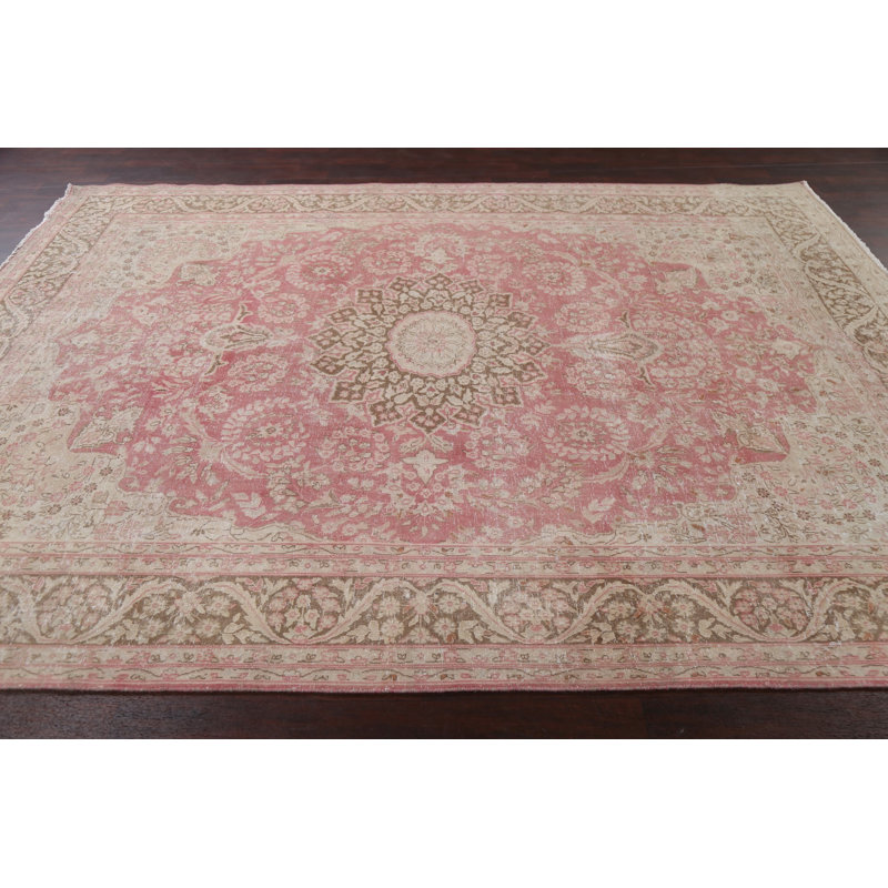 Ranvit One-of-a-Kind 7'10" X 10'6" 1950s Wool Area Rug in Pink