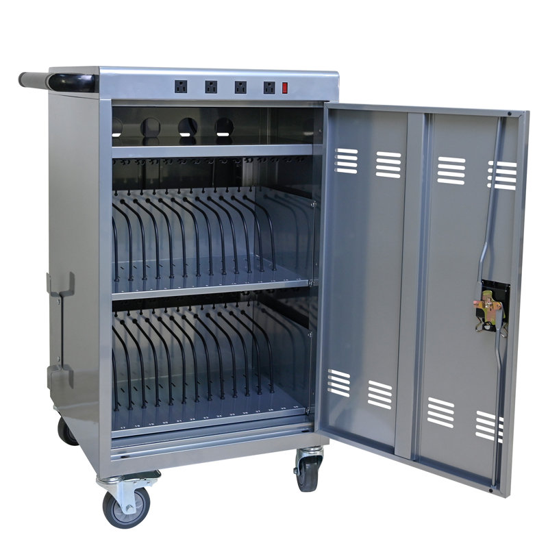 Chariot de chargement mobile et armoire pour tablettes 35 ordinateurs portables (B30PLUS) - Argent