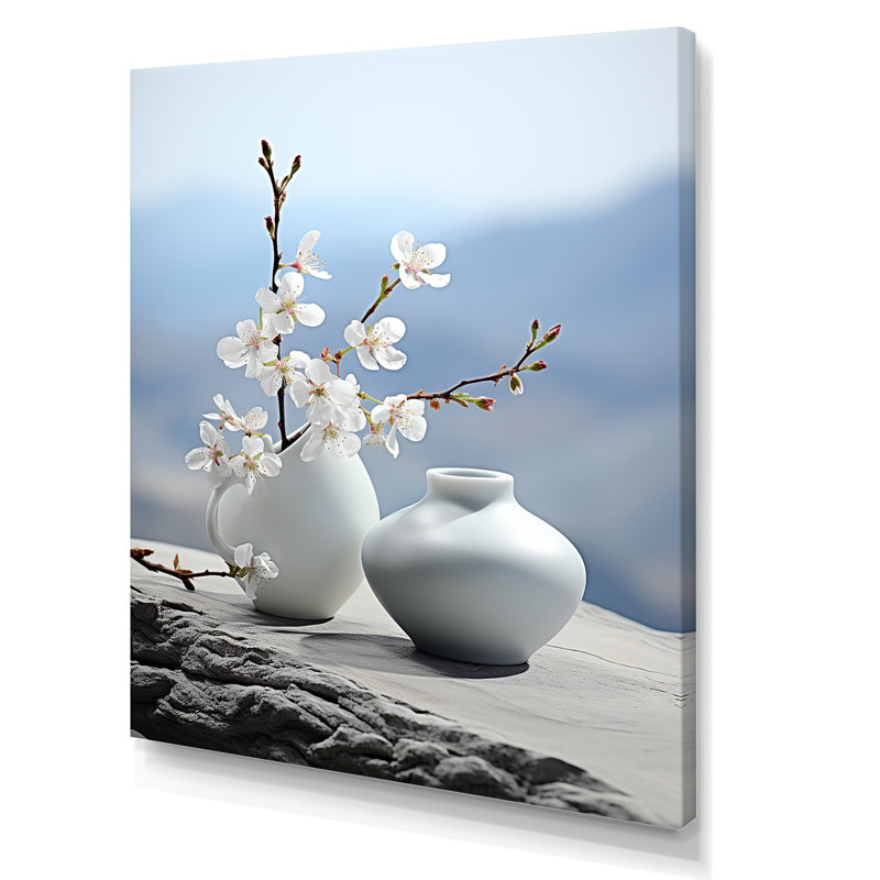 Art zen floral sur pierre spirituelle, H 32 po x l 24 po x P 1 po, Toile tendue