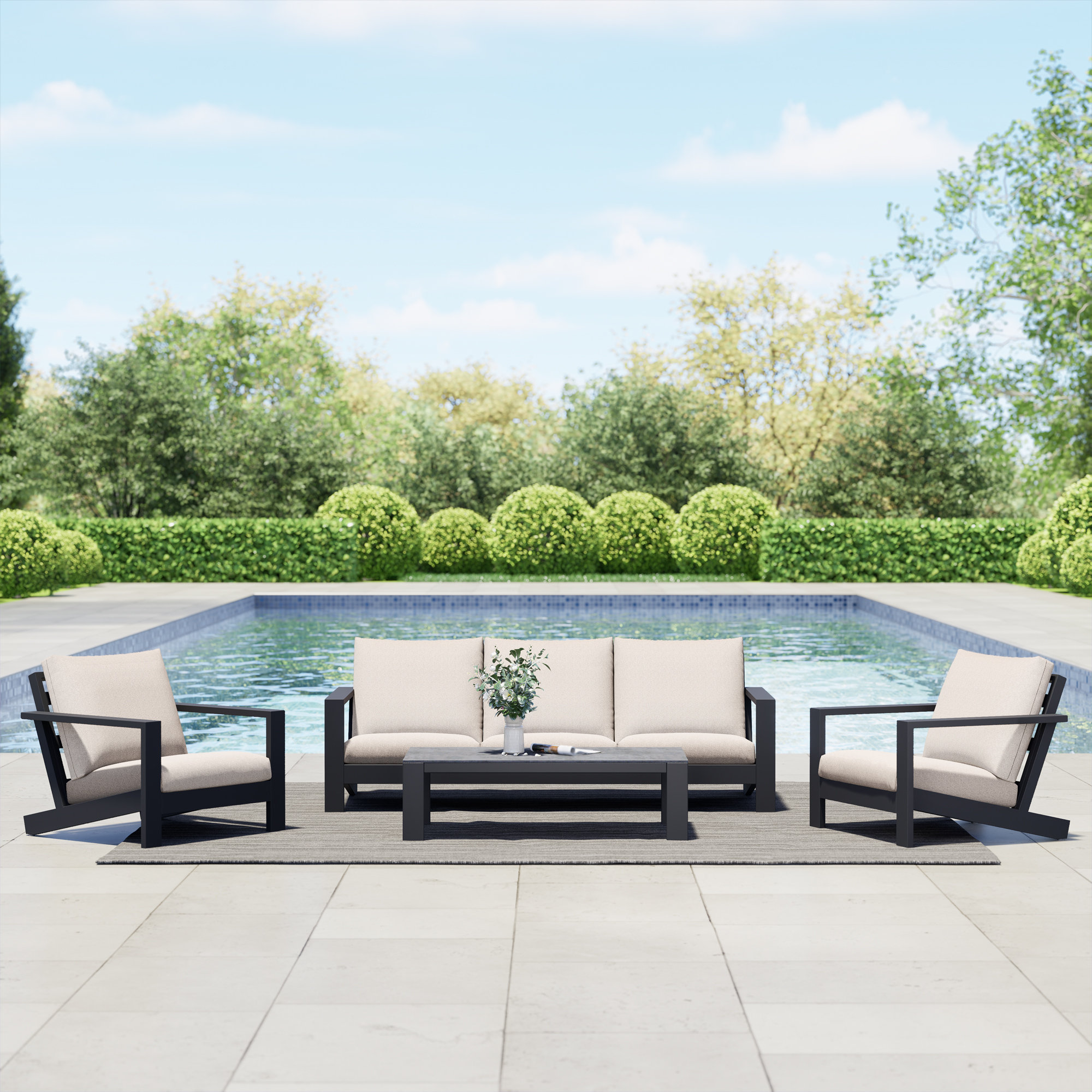 Perci Outdoor Aluminum Seating Group With Cushions