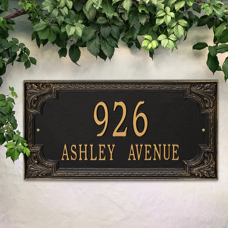 Signature Series 2-Line Wall Address Plaque, Gold, Black, Yes