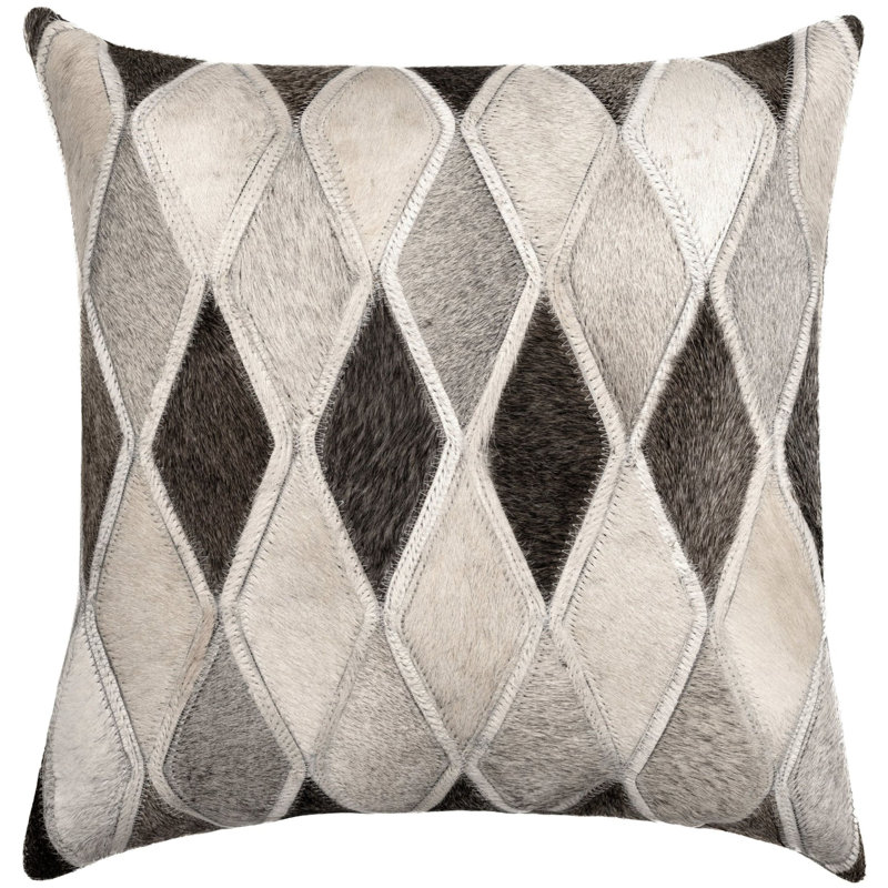 Coussins décoratifs en cuir de vache Canvello, H 18 po x l 18 po, Carré