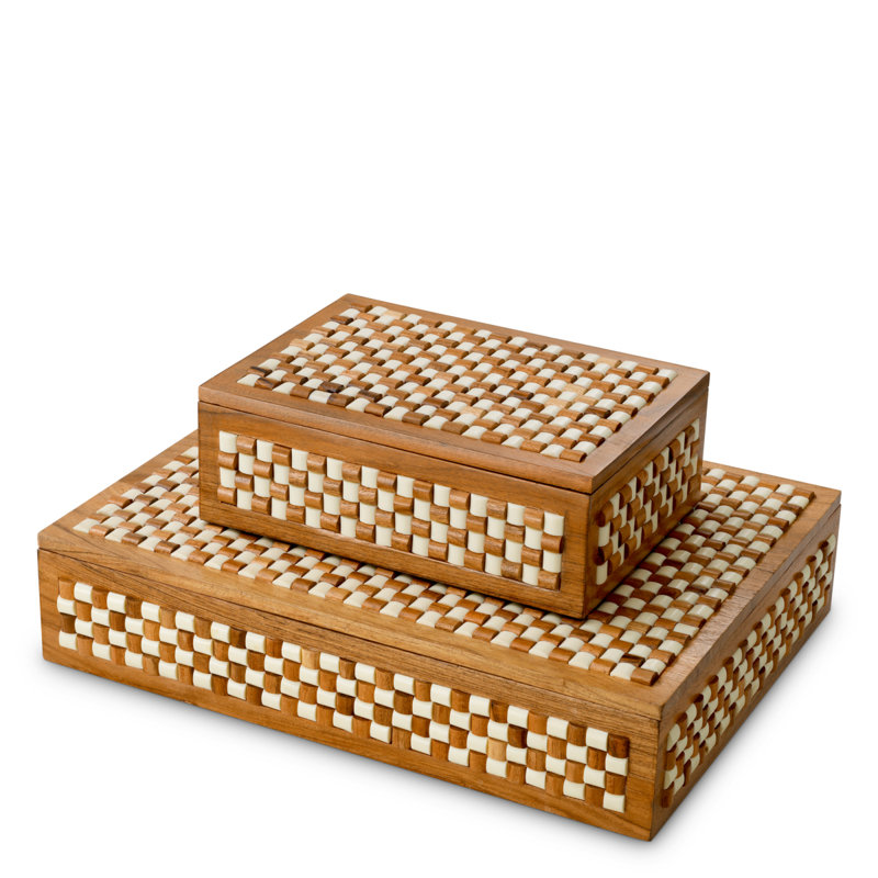 Box Cavendish White Brown Beads, 3.35" H x 15.94" W x 11.81" D