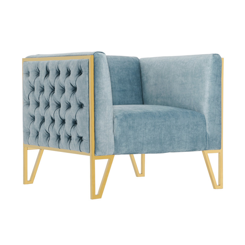 Lebel Velvet Armchair, Ocean Blue
