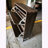 Mid-Century Modern Shoe Cabinet with Geometric Panels and Gold Handles