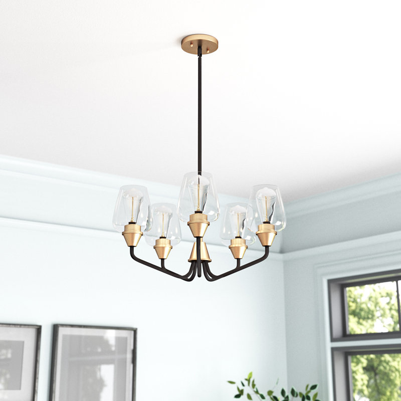Lustre unique classique / traditionnel à 5 lumières Roseta, Bronze / laiton antique
