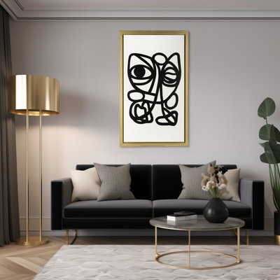 Œuvre d'art abstraite peinte à la main, noir et blanc, l 35 po x P 3 po x H 59 po